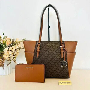 Michael Kors Charlotte Top Zip Tote shoulder bag & wallet brown